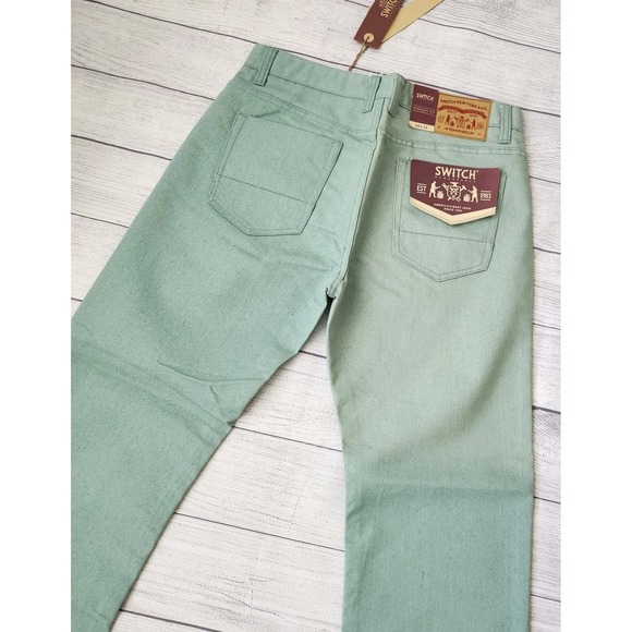 Men's Mint Green Straight Fit Denim Jeans 34x32 - Picture 7 of 9